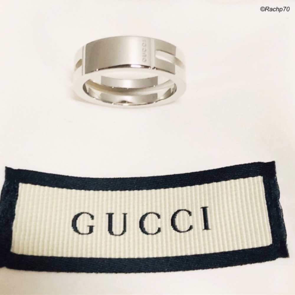 New Authentic GUCCI Trademark Ring w/ Cut Out Band - Picture 2 of 8